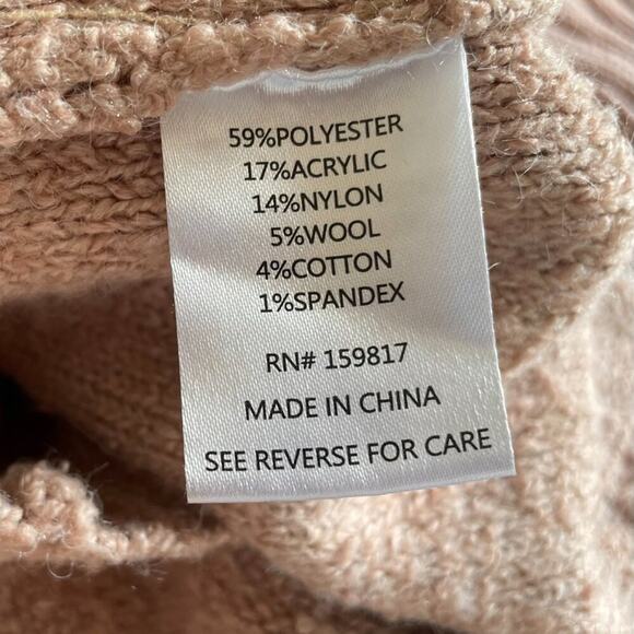 Altar'd State Pink Oversized Chunky Boucle Knit Turtleneck Sweater, Boxy, L - Picture 6 of 11